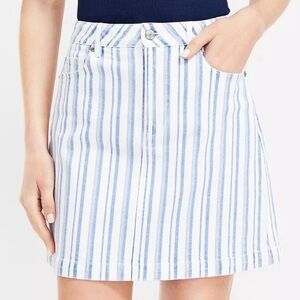 Striped Denim Skirt mini blue white Jean skirt Loft